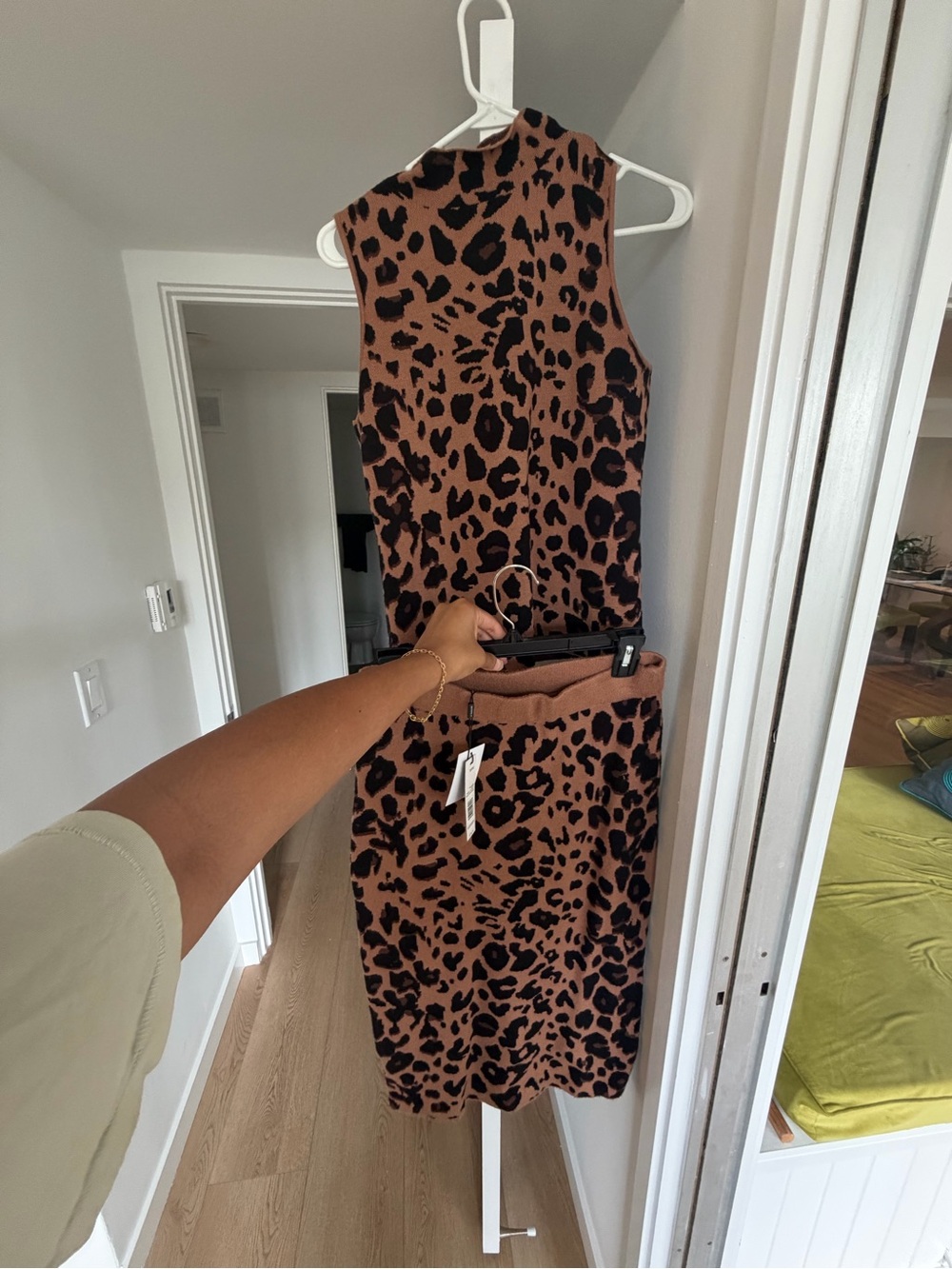 Tahari Knit Top AND long skirt- Brown/Black - Picture 3 of 3